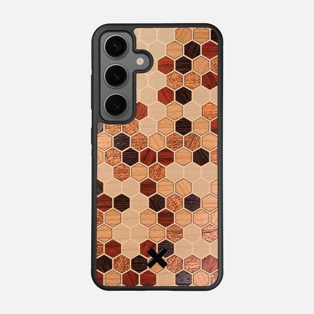 Cellular Case for the Samsung Galaxy S25 featuring a Maple, Cherry, Sapele, Padauk, and Wenge Wood backer with the Keyway X Mark#Phone Model_Galaxy S25