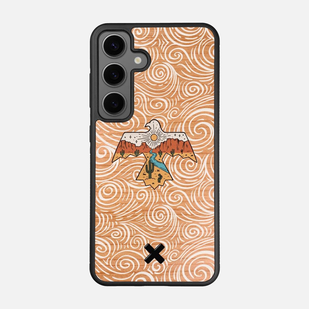 Eagle Case for the Samsung Galaxy S25 featuring a UV Printed Cherry Wood backer with the Keyway X Mark#Phone Model_Galaxy S25