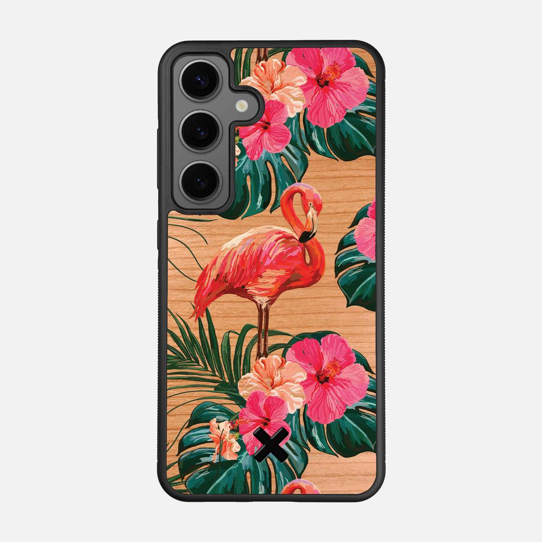 Flamingo Case for the Samsung Galaxy S25 featuring a UV Printed Cherry Wood backer with the Keyway X Mark#Phone Model_Galaxy S25