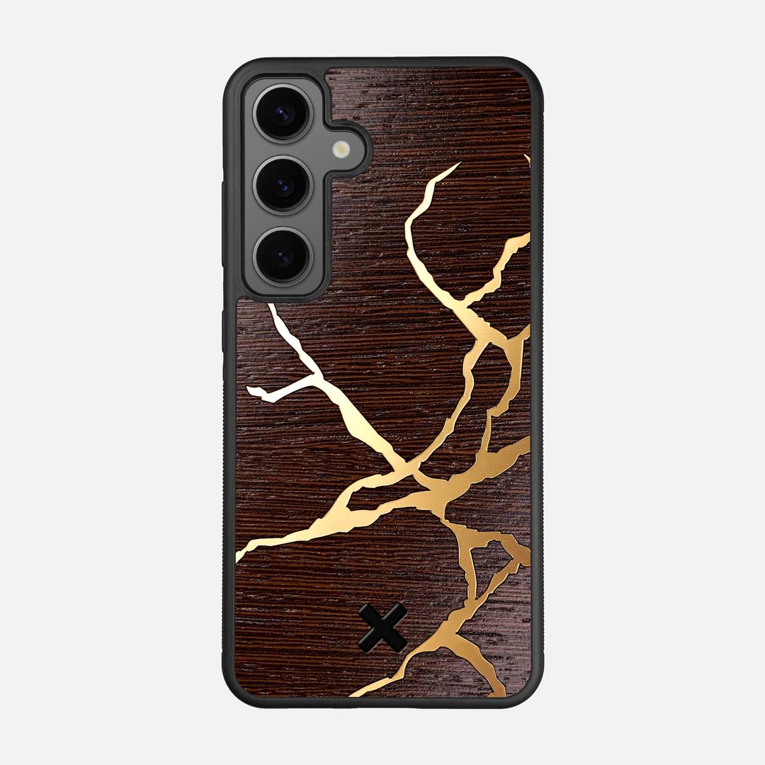 Restore Case for the Samsung Galaxy S25 featuring a Gold and Wenge Wood backer with the Keyway X Mark#Phone Model_Galaxy S25