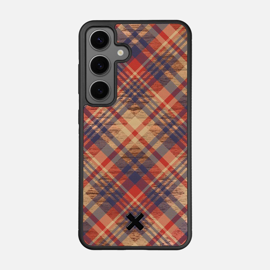 Tartan Case for the Samsung Galaxy S25 featuring a UV Printed Walnut Wood backer with the Keyway X Mark#Phone Model_Galaxy S25