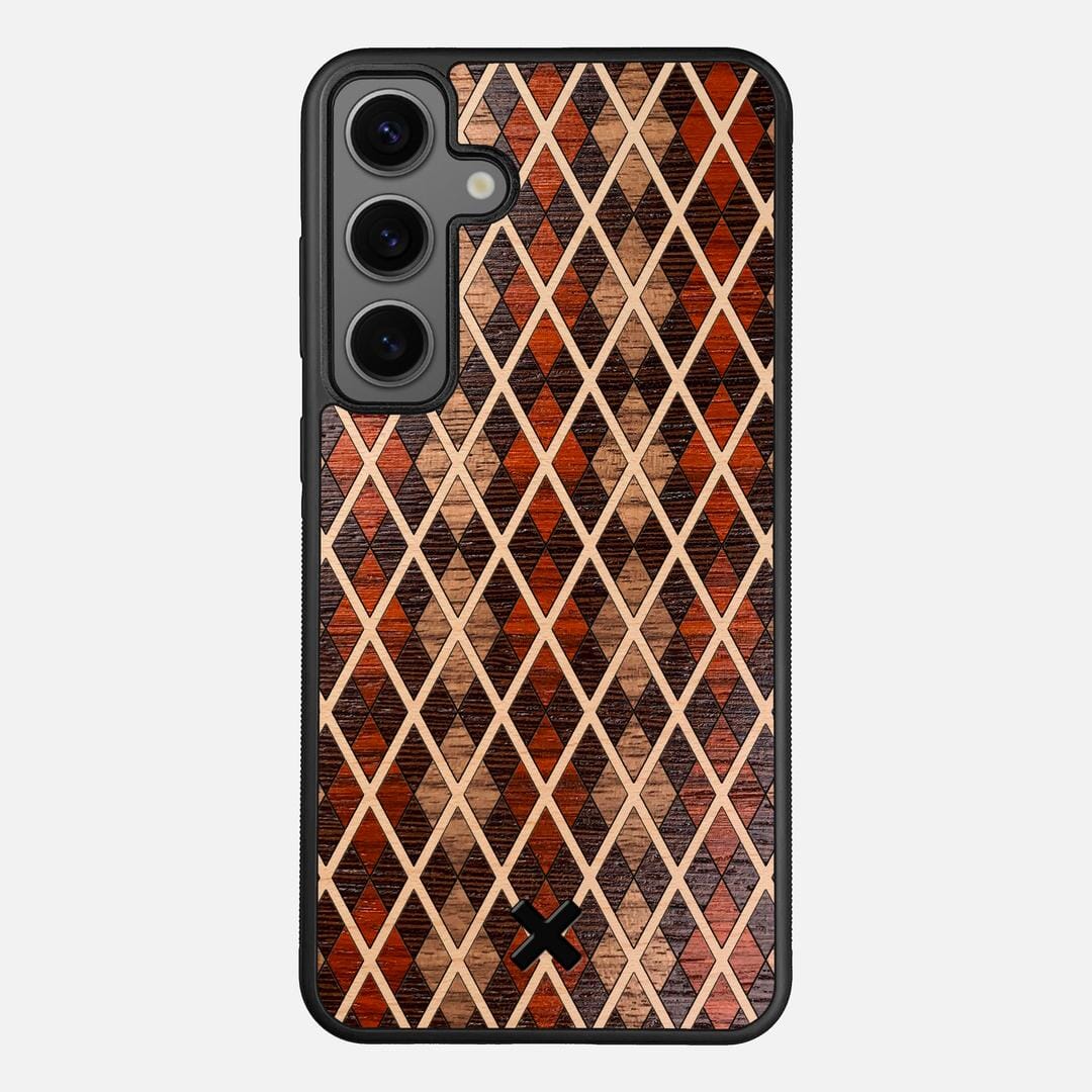 Argyle Case for the Samsung Galaxy S25 Plus featuring a Walnut, Padauk, Wenge, and Maple Wood backer with the Keyway X Mark#Phone Model_Galaxy S25 Plus