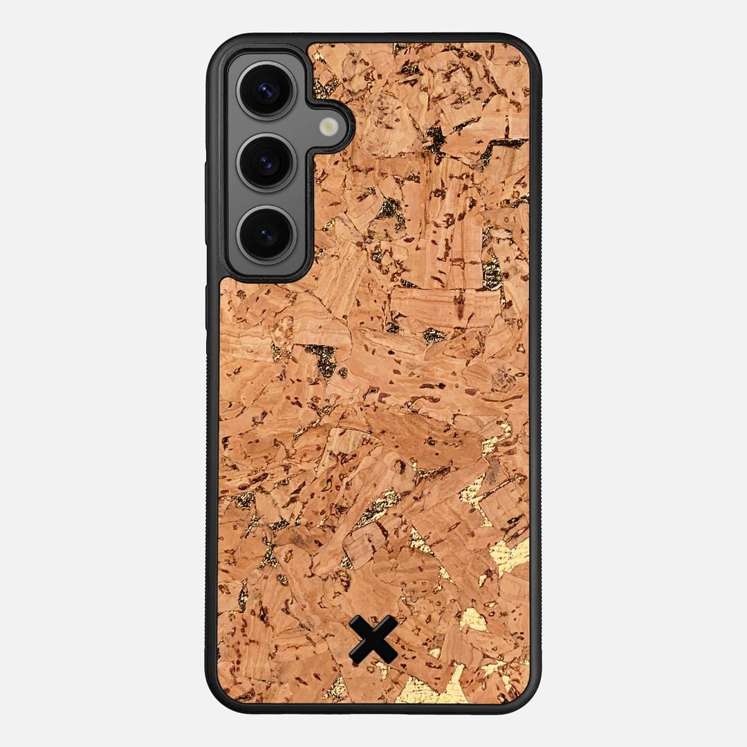 Gold Cork Case for the Samsung Galaxy S25 Plus featuring a Genuine Cork backer with the Keyway X Mark#Phone Model_Galaxy S25 Plus