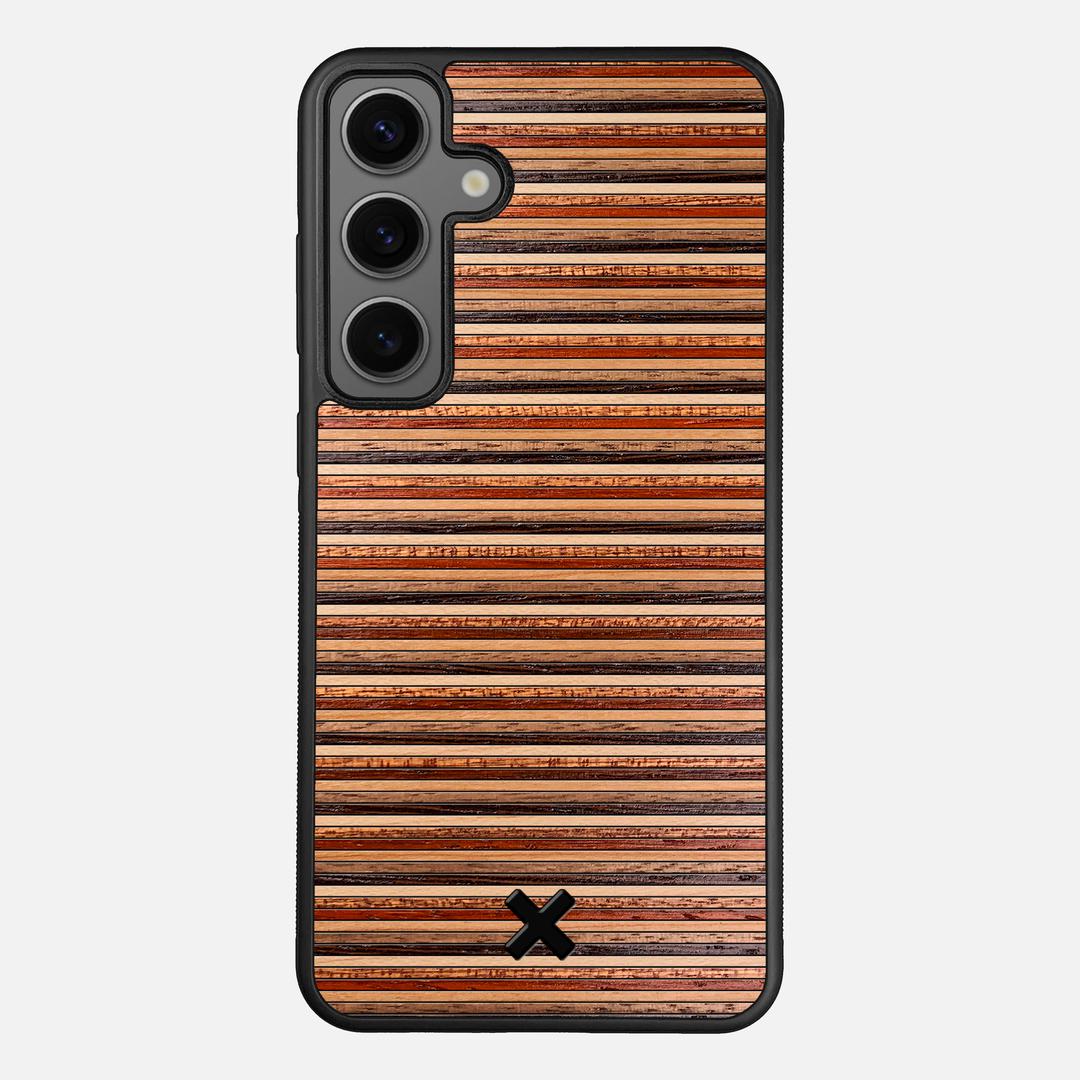 Strata Case for the Samsung Galaxy S25 Plus featuring a Maple, Sapele, Padauk, Cherry, Walnut, and Wenge Wood backer with the Keyway X Mark#Phone Model_Galaxy S25 Plus