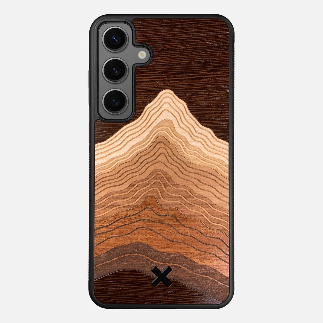 Summit Case for the Samsung Galaxy S25 Plus featuring a mountain of Wenge, Maple, Cherry, and Sapele Wood backer with the Keyway X Mark#Phone Model_Galaxy S25 Plus