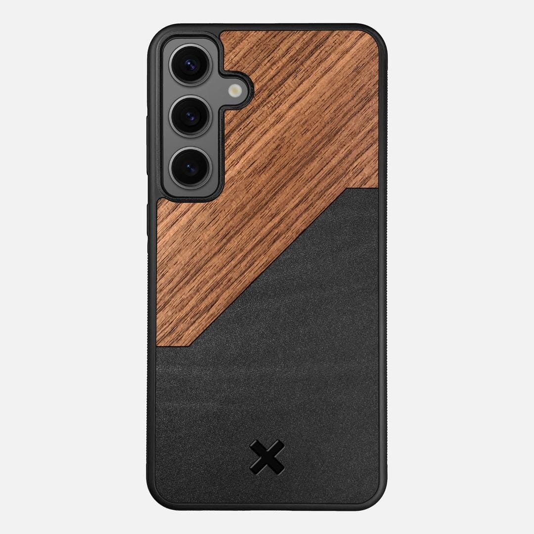 Walnut Rift Case for the Samsung Galaxy S25 Plus featuring a Genuine Leather and Walnut Wood backer with the Keyway X Mark#Phone Model_Galaxy S25 Plus