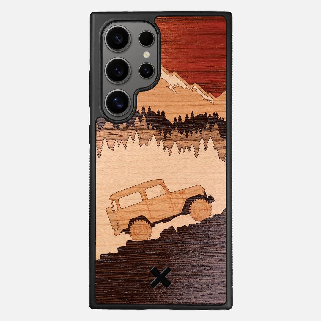 Off-Road Case for the Samsung Galaxy S25 Ultra featuring a Padauk, Cherry, Maple, and Walnut Wood backer with the Keyway X Mark#Phone Model_Galaxy S25 Ultra