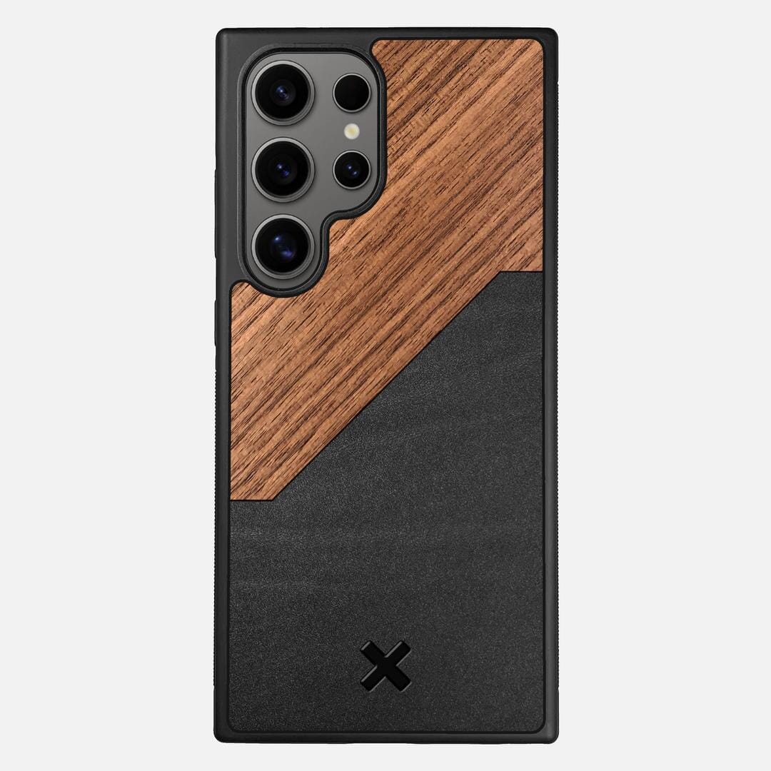 Walnut Rift Case for the Samsung Galaxy S25 Ultra featuring a Genuine Leather and Walnut Wood backer with the Keyway X Mark#Phone Model_Galaxy S25 Ultra