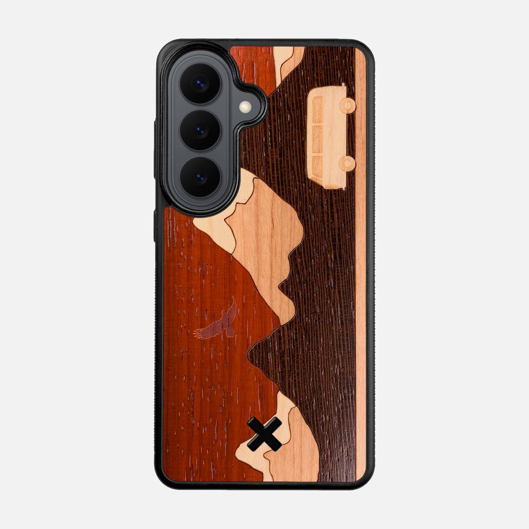 Cross Country Case for the Samsung Galaxy S26 featuring a Padauk, Maple, Cherry, and Wenge Wood backer with the Keyway X Mark#Phone Model_Galaxy S26