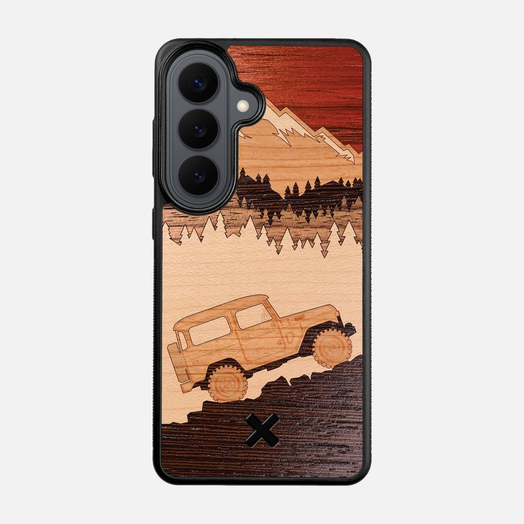 Off-Road Case for the Samsung Galaxy S26 featuring a Padauk, Cherry, Maple, and Walnut Wood backer with the Keyway X Mark#Phone Model_Galaxy S26