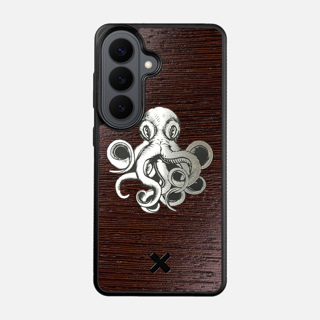 Prize Kraken Case for the Samsung Galaxy S26 featuring an Engraved Silver and Wenge Wood backer with the Keyway X Mark#Phone Model_Galaxy S26