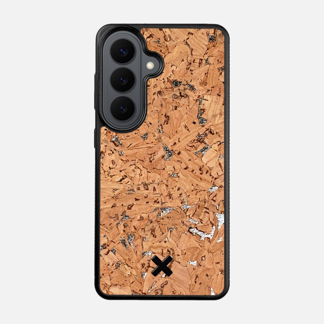 Silver Cork Case for the Samsung Galaxy S26 featuring a Genuine Cork backer with the Keyway X Mark#Phone Model_Galaxy S26
