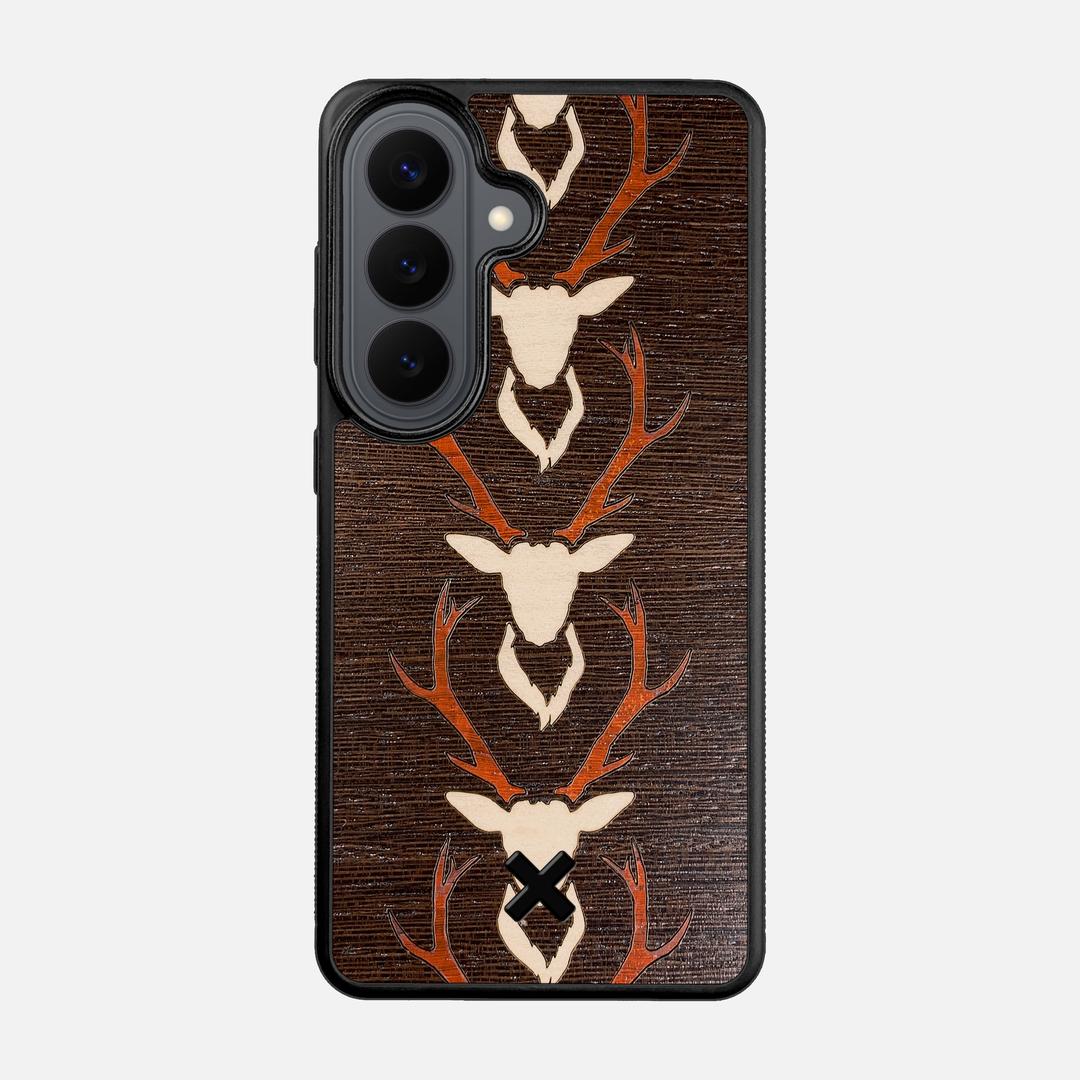 Stag Case for the Samsung Galaxy S26 featuring a Maple & Padauk Deer Inlay on a Wenge Wood backer with the Keyway X Mark#Phone Model_Galaxy S26