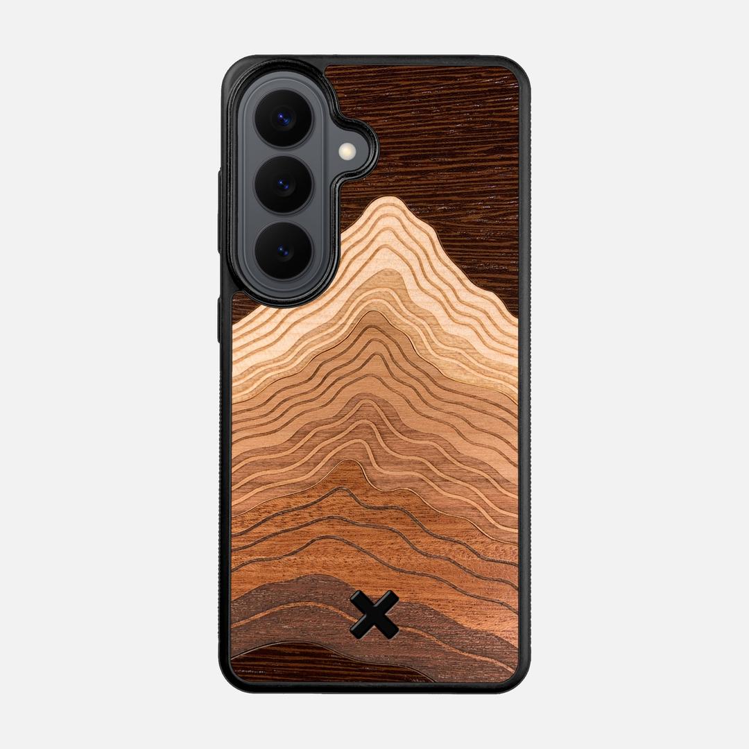 Summit Case for the Samsung Galaxy S26 featuring a mountain of Wenge, Maple, Cherry, and Sapele Wood backer with the Keyway X Mark#Phone Model_Galaxy S26