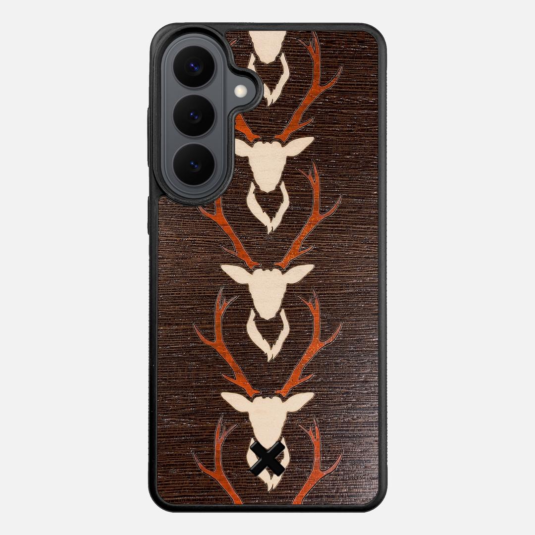 Stag Case for the Samsung Galaxy S26 Plus featuring a Maple & Padauk Deer Inlay on a Wenge Wood backer with the Keyway X Mark#Phone Model_Galaxy S26 Plus