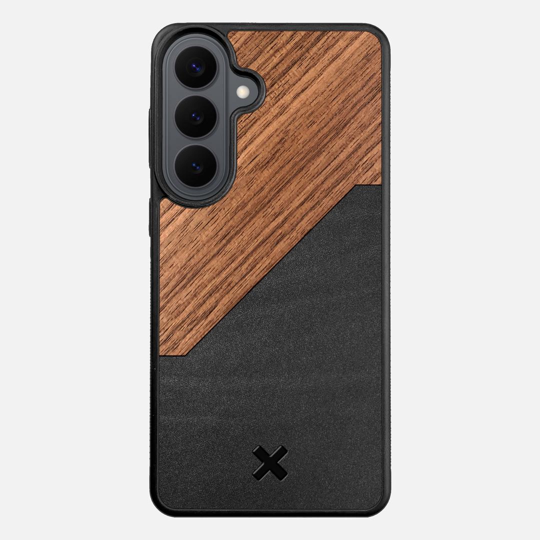Walnut Rift Case for the Samsung Galaxy S26 Plus featuring a Genuine Leather and Walnut Wood backer with the Keyway X Mark#Phone Model_Galaxy S26 Plus