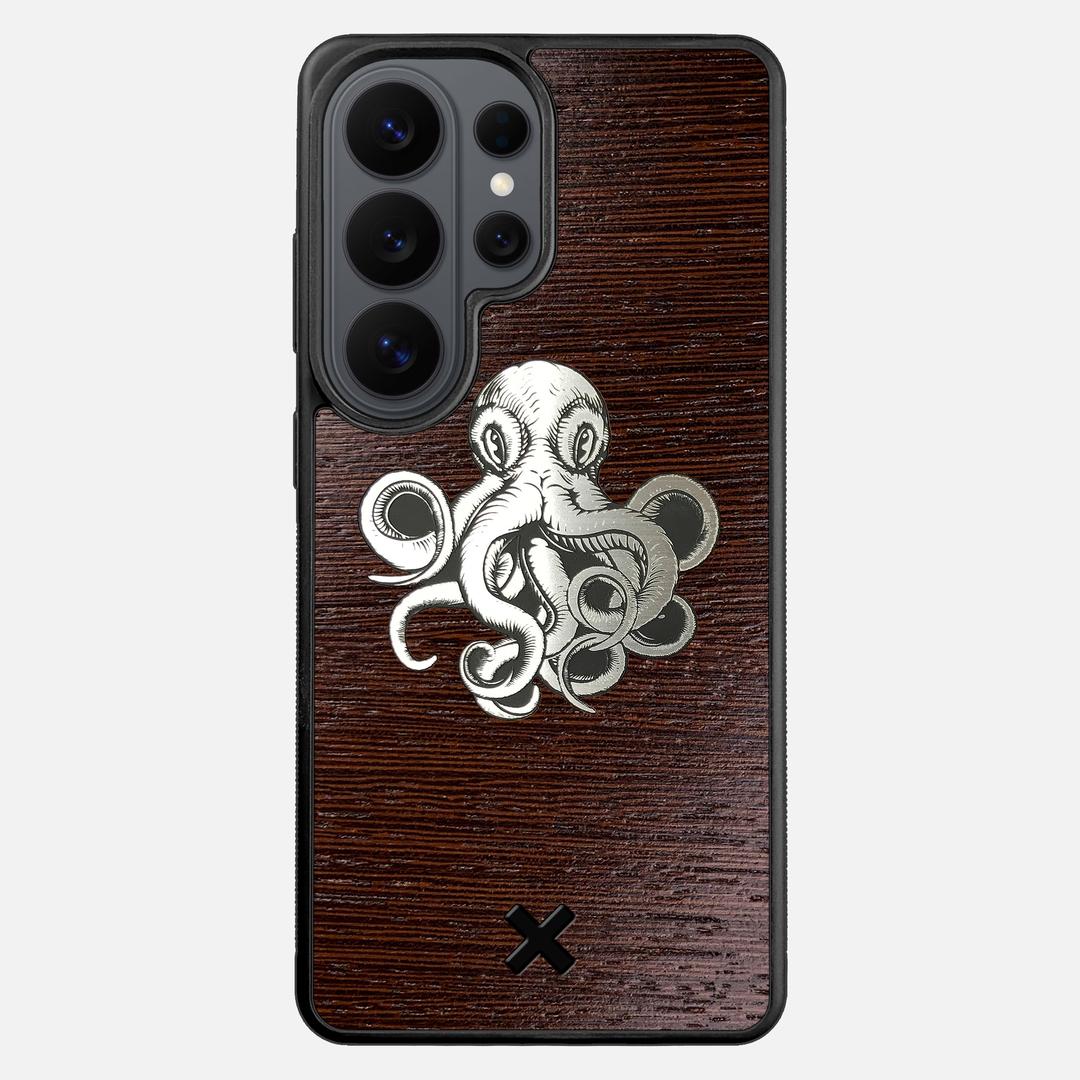 Prize Kraken Case for the Samsung Galaxy S26 Ultra featuring an Engraved Silver and Wenge Wood backer with the Keyway X Mark#Phone Model_Galaxy S26 Ultra