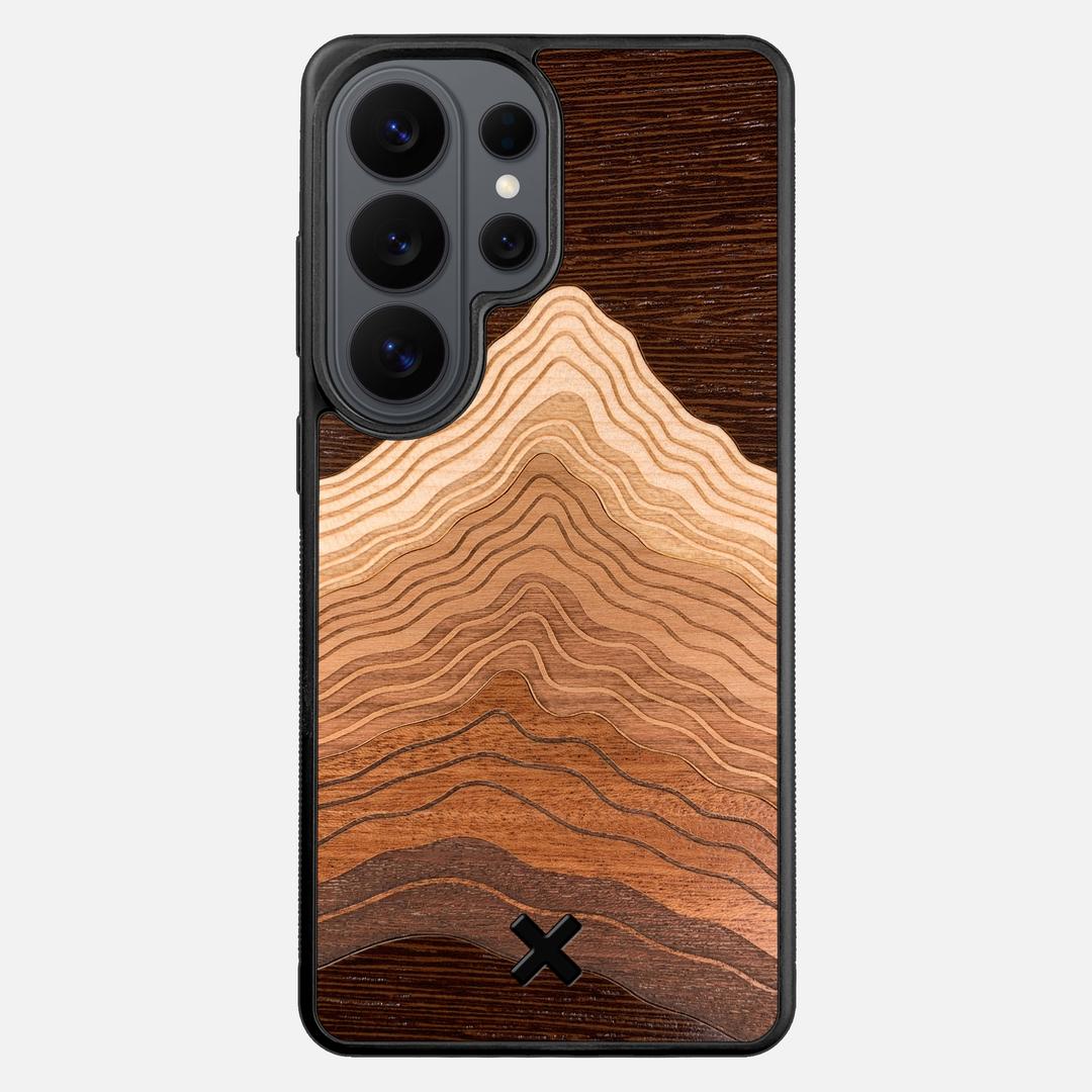 Summit Case for the Samsung Galaxy S26 Ultra featuring a mountain of Wenge, Maple, Cherry, and Sapele Wood backer with the Keyway X Mark#Phone Model_Galaxy S26 Ultra