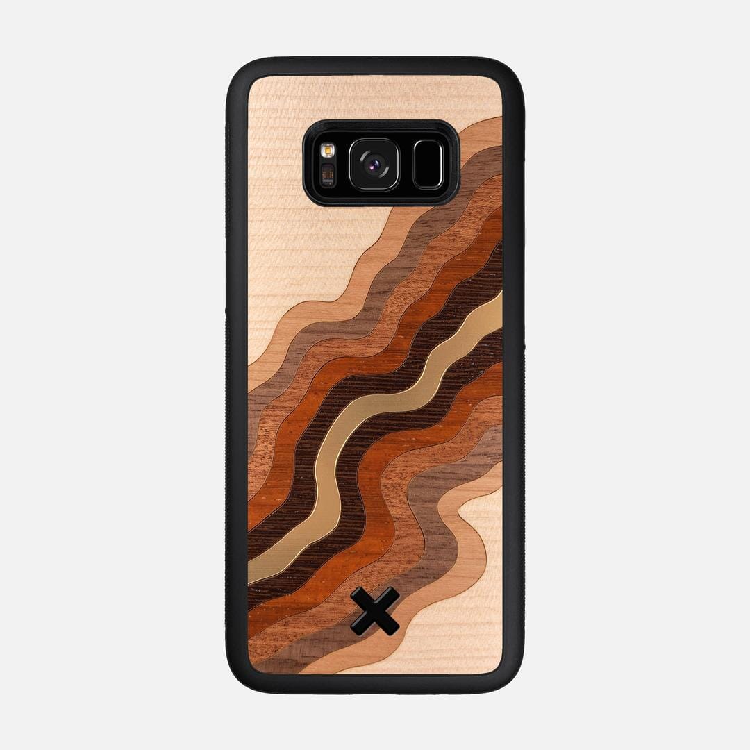 Canyon Case for the Samsung Galaxy S8 featuring a flowing Gold, Maple, Cherry, Walnut, Sapele, Padauk, and Wenge Wood backer with the Keyway X Mark#Phone Model_Galaxy S8