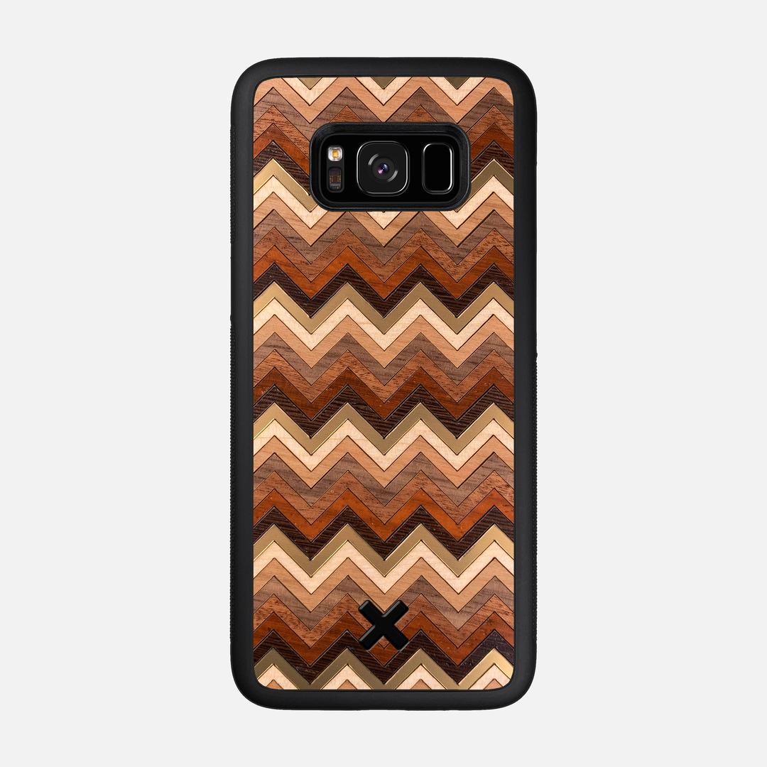 Echo Case for the Samsung Galaxy S8 featuring a zigzag Gold, Maple, Cherry, Walnut, Sapele, Padauk, and Wenge Wood backer with the Keyway X Mark#Phone Model_Galaxy S8