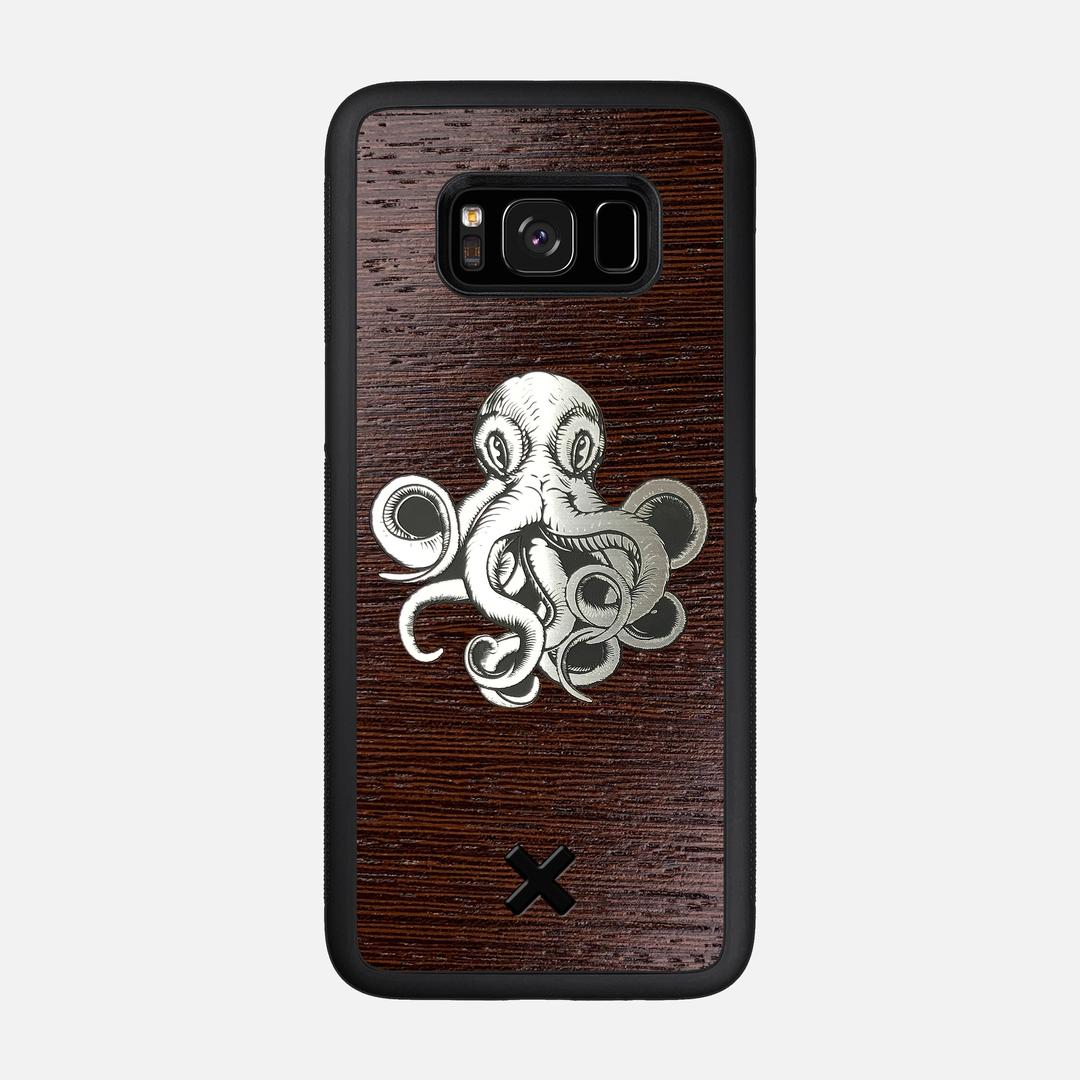 Prize Kraken Case for the Samsung Galaxy S8 featuring an Engraved Silver and Wenge Wood backer with the Keyway X Mark#Phone Model_Galaxy S8