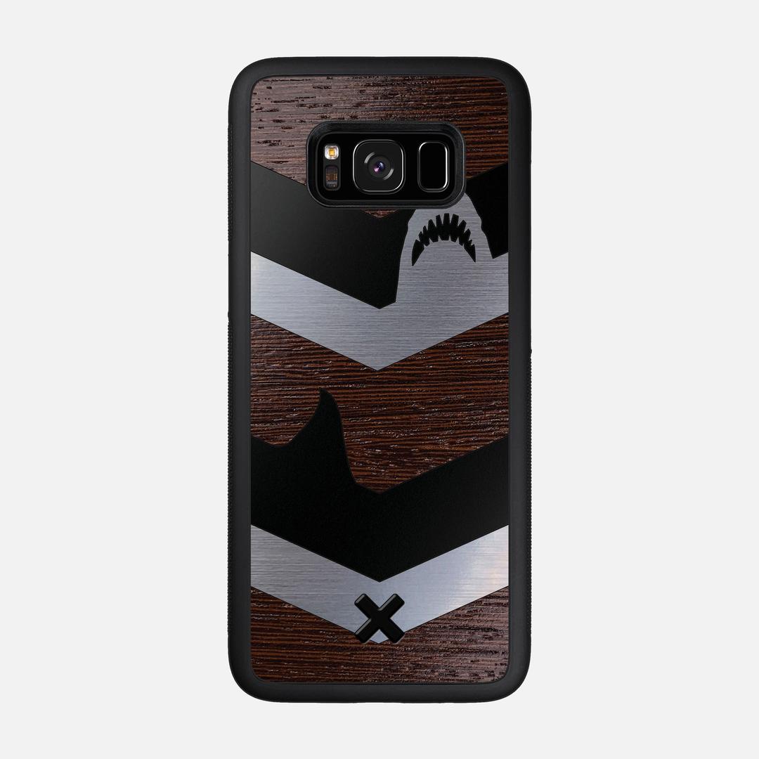 Shark Chevron Case for the Samsung Galaxy S8 featuring an Engraved Silver and Wenge Wood backer with the Keyway X Mark#Phone Model_Galaxy S8
