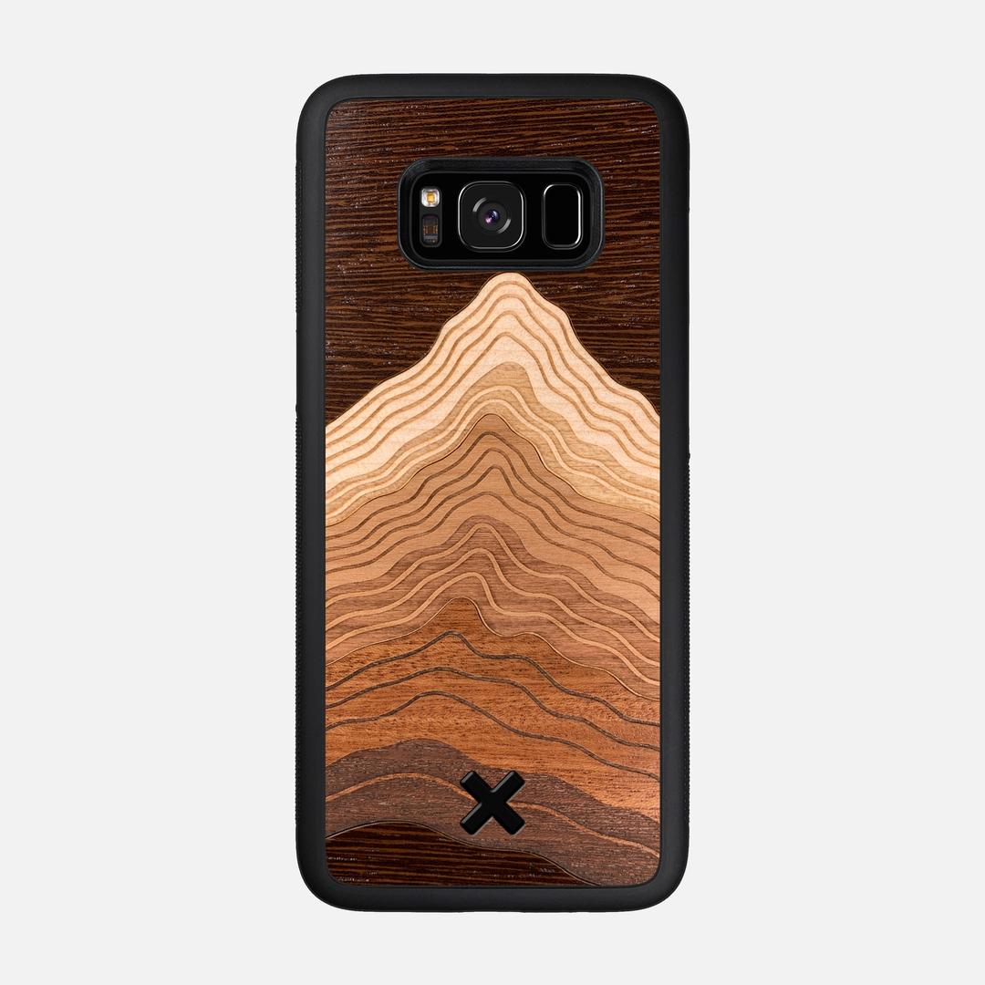 Summit Case for the Samsung Galaxy S8 featuring a mountain of Wenge, Maple, Cherry, and Sapele Wood backer with the Keyway X Mark#Phone Model_Galaxy S8