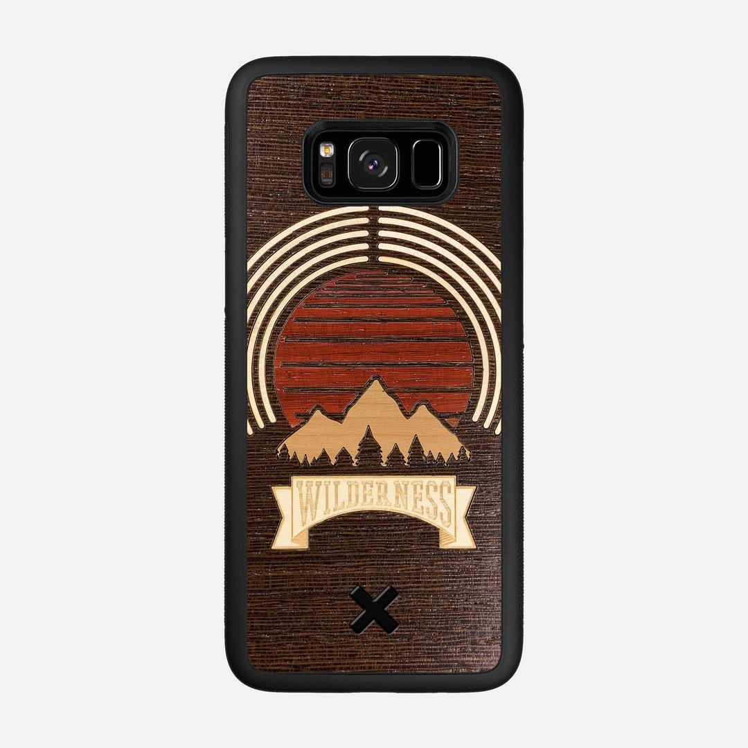 Wilderness Case for the Samsung Galaxy S8 featuring a Maple, Padauk, and Cherry Sunset inlay on a Wenge Wood backer with the Keyway X Mark#Phone Model_Galaxy S8