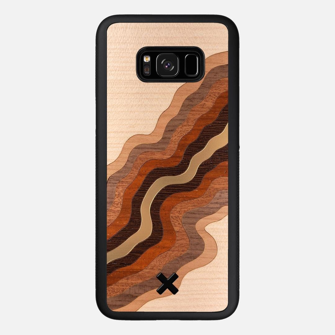 Canyon Case for the Samsung Galaxy S8 Plus featuring a flowing Gold, Maple, Cherry, Walnut, Sapele, Padauk, and Wenge Wood backer with the Keyway X Mark#Phone Model_Galaxy S8 Plus