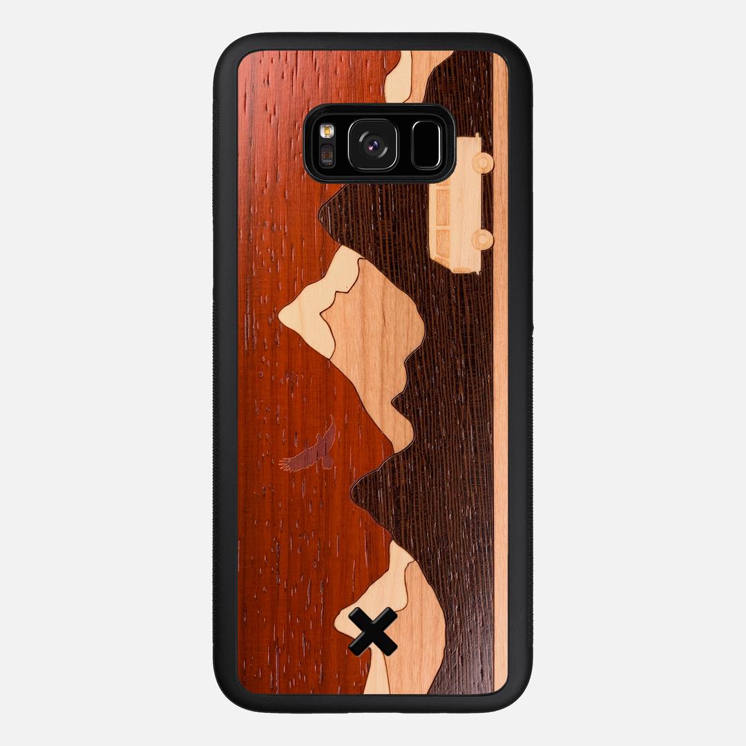 Cross Country Case for the Samsung Galaxy S8 Plus featuring a Padauk, Maple, Cherry, and Wenge Wood backer with the Keyway X Mark#Phone Model_Galaxy S8 Plus