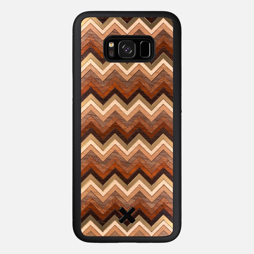 Echo Case for the Samsung Galaxy S8 Plus featuring a zigzag Gold, Maple, Cherry, Walnut, Sapele, Padauk, and Wenge Wood backer with the Keyway X Mark#Phone Model_Galaxy S8 Plus