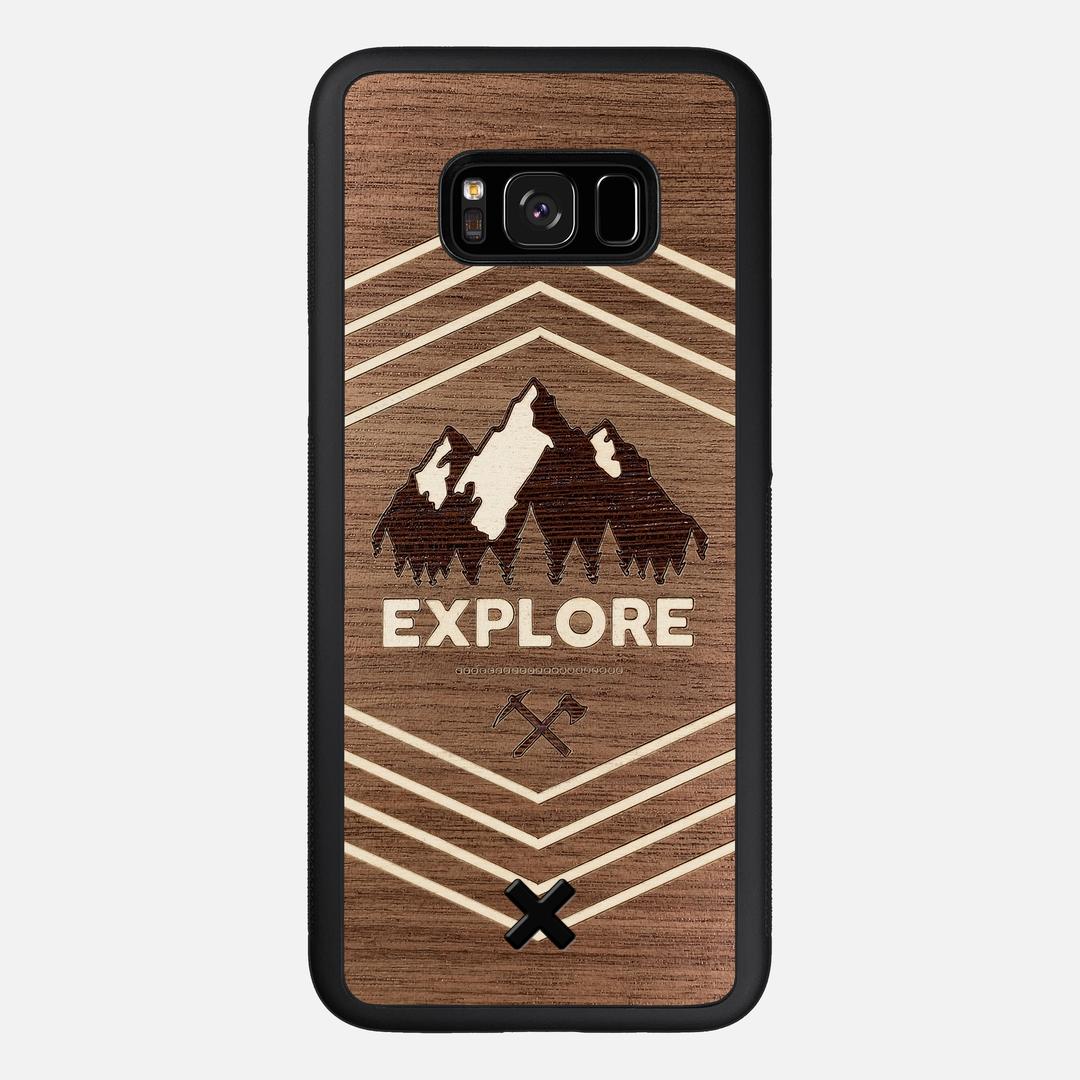 Explore Case for the Samsung Galaxy S8 Plus featuring a Wenge and Maple Mountain Range inlay on a Walnut Wood backer with the Keyway X Mark#Phone Model_Galaxy S8 Plus