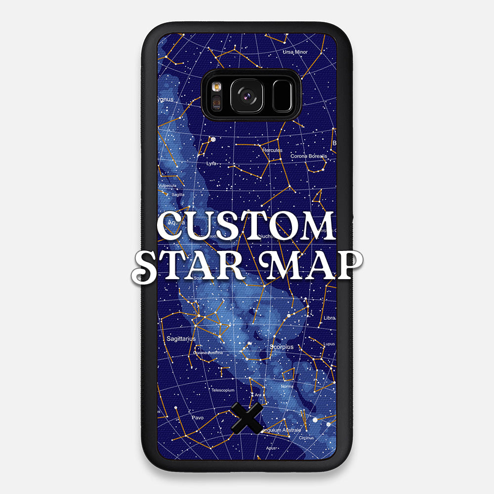 Front view of the Custom Star Map Printed Canvas Galaxy S8+ Case by Keyway Designs