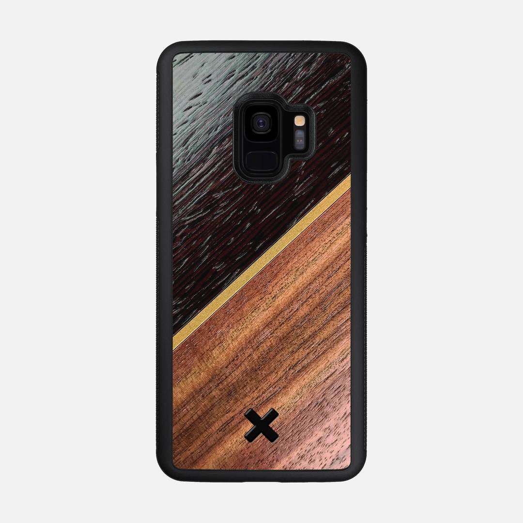 Alium Case for the Samsung Galaxy S9 featuring a Wenge, Gold, and Walnut Wood backer with the Keyway X Mark#Phone Model_Galaxy S9