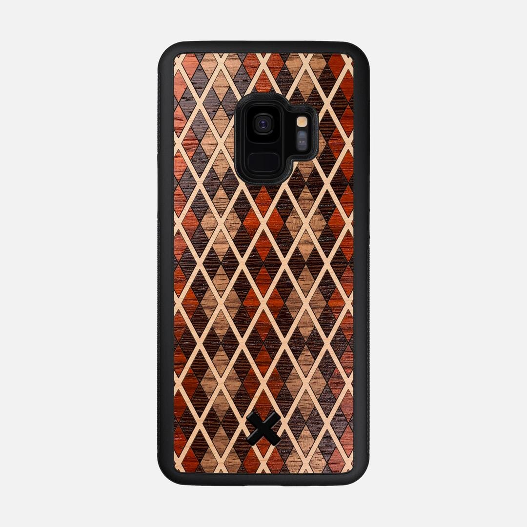 Argyle Case for the Samsung Galaxy S9 featuring a Walnut, Padauk, Wenge, and Maple Wood backer with the Keyway X Mark#Phone Model_Galaxy S9