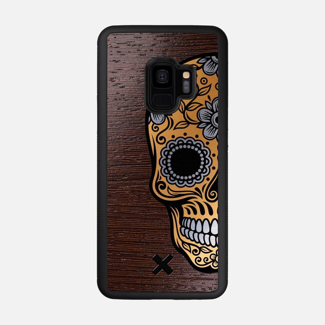 Calavera Case for the Samsung Galaxy S9 featuring an Engraved Gold and Wenge Wood backer with the Keyway X Mark#Phone Model_Galaxy S9