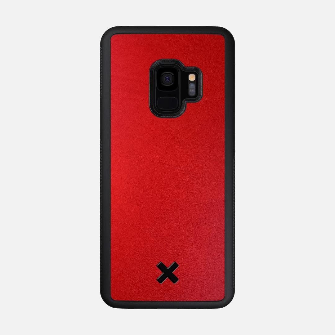 Crimson Leather Case for the Samsung Galaxy S9 featuring a Genuine Leather backer with the Keyway X Mark#Phone Model_Galaxy S9