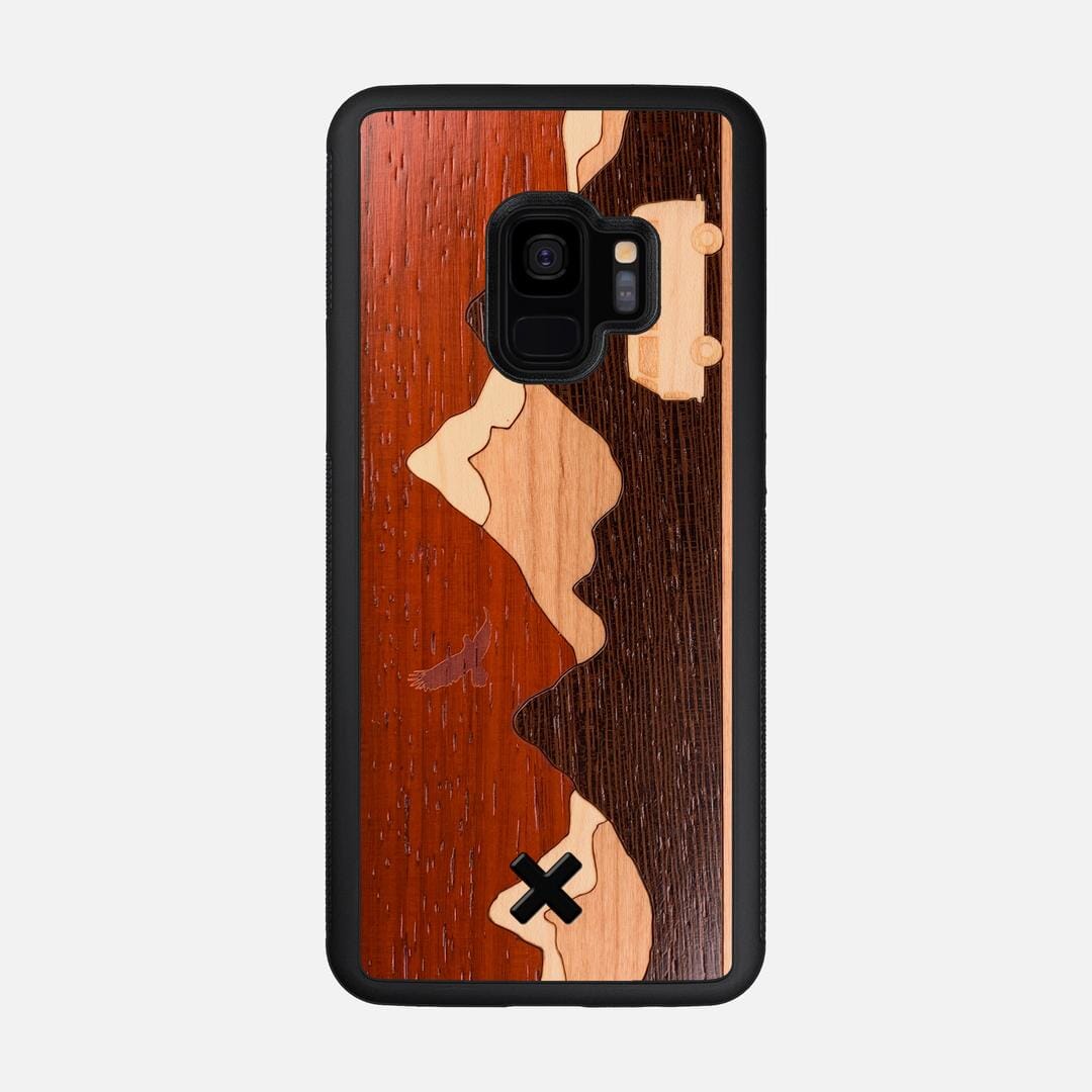 Cross Country Case for the Samsung Galaxy S9 featuring a Padauk, Maple, Cherry, and Wenge Wood backer with the Keyway X Mark#Phone Model_Galaxy S9