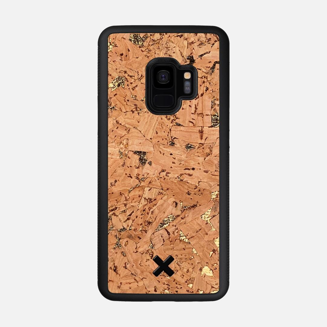 Gold Cork Case for the Samsung Galaxy S9 featuring a Genuine Cork backer with the Keyway X Mark#Phone Model_Galaxy S9