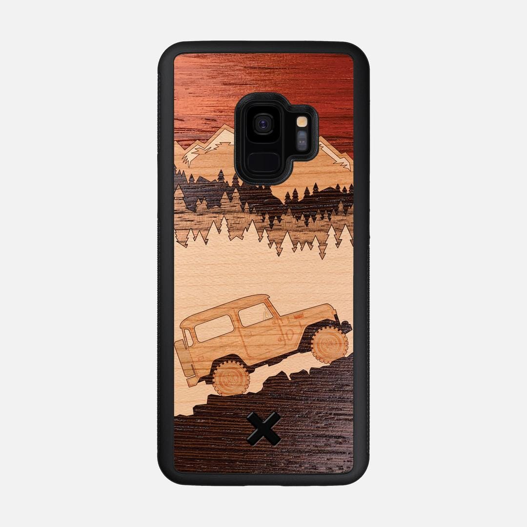 Off-Road Case for the Samsung Galaxy S9 featuring a Padauk, Cherry, Maple, and Walnut Wood backer with the Keyway X Mark#Phone Model_Galaxy S9