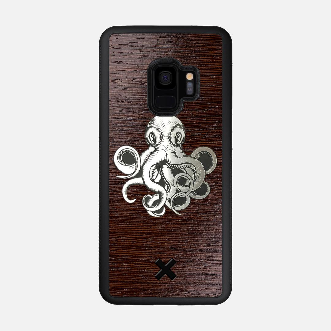 Prize Kraken Case for the Samsung Galaxy S9 featuring an Engraved Silver and Wenge Wood backer with the Keyway X Mark#Phone Model_Galaxy S9