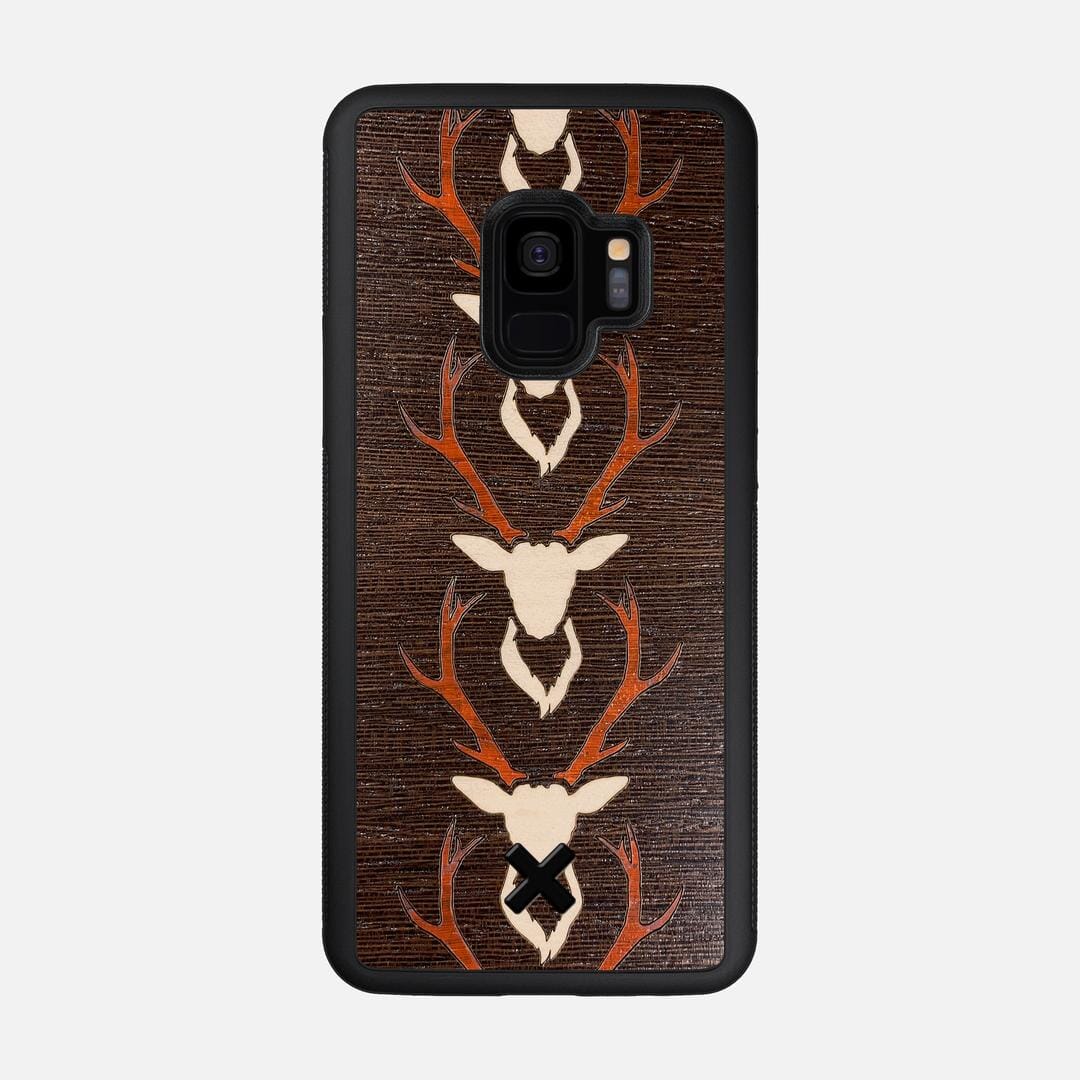 Stag Case for the Samsung Galaxy S9 featuring a Maple & Padauk Deer Inlay on a Wenge Wood backer with the Keyway X Mark#Phone Model_Galaxy S9