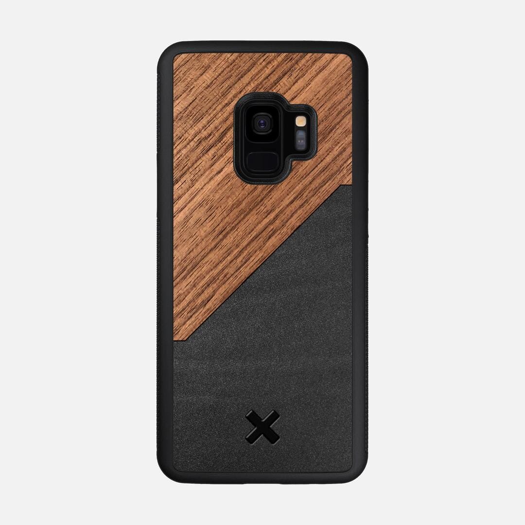 Walnut Rift Case for the Samsung Galaxy S9 featuring a Genuine Leather and Walnut Wood backer with the Keyway X Mark#Phone Model_Galaxy S9