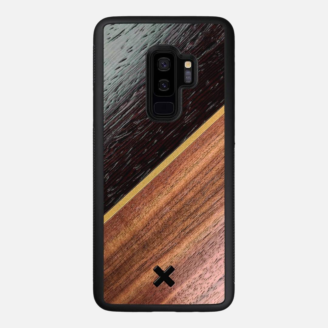 Alium Case for the Samsung Galaxy S9 Plus featuring a Wenge, Gold, and Walnut Wood backer with the Keyway X Mark#Phone Model_Galaxy S9 Plus