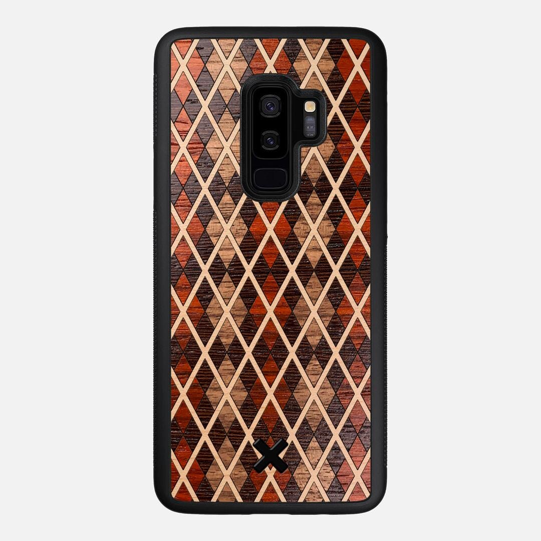 Argyle Case for the Samsung Galaxy S9 Plus featuring a Walnut, Padauk, Wenge, and Maple Wood backer with the Keyway X Mark#Phone Model_Galaxy S9 Plus
