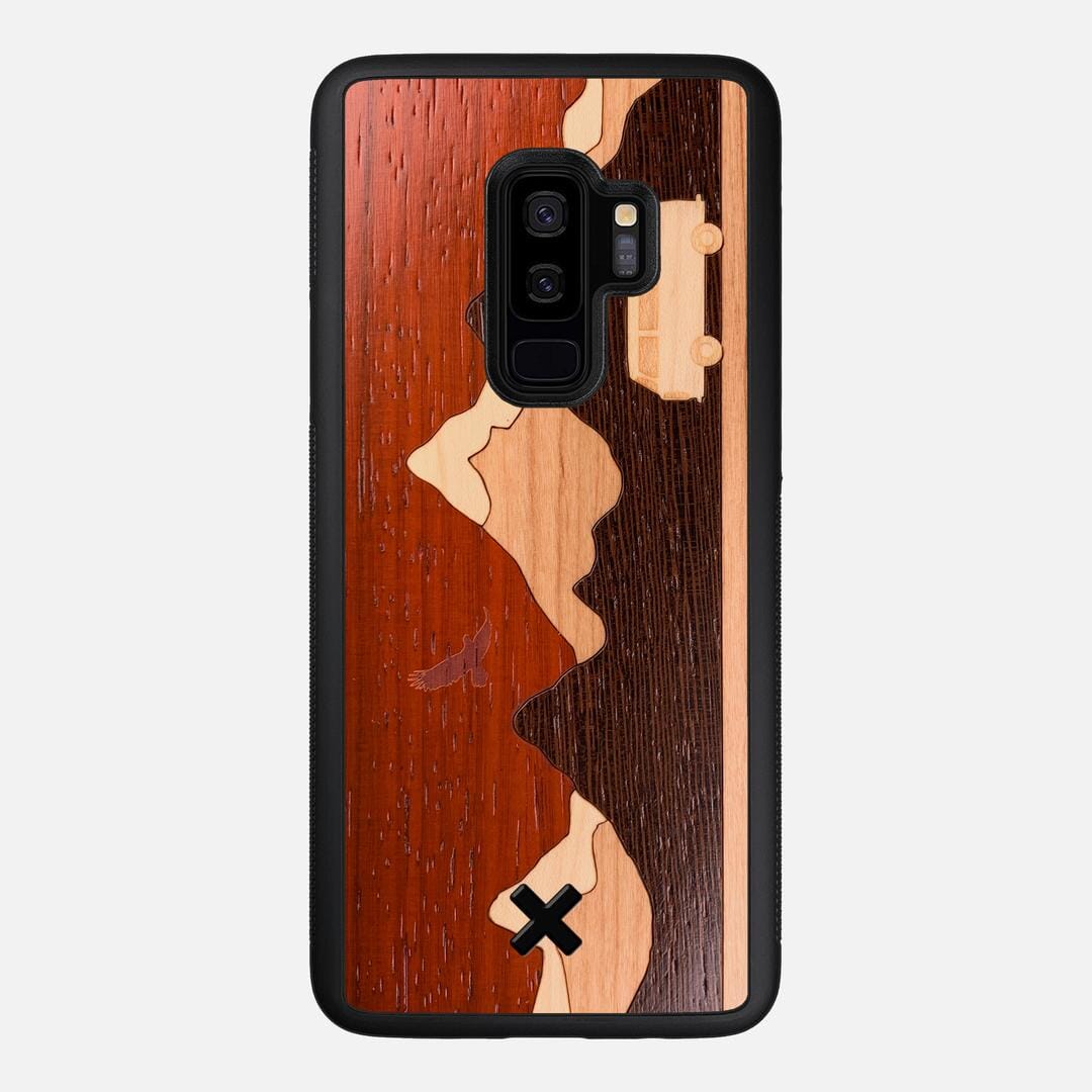 Cross Country Case for the Samsung Galaxy S9 Plus featuring a Padauk, Maple, Cherry, and Wenge Wood backer with the Keyway X Mark#Phone Model_Galaxy S9 Plus