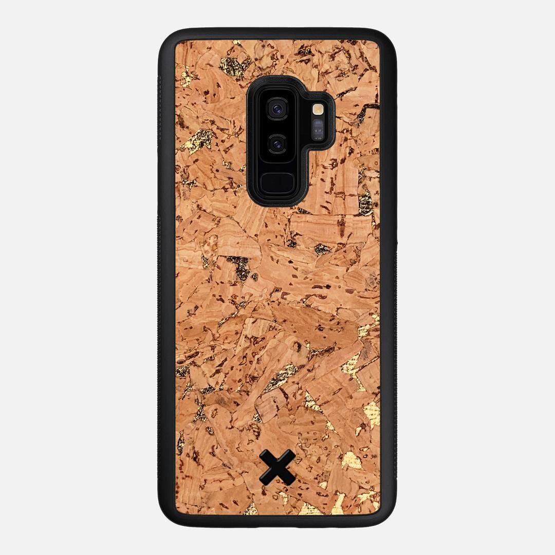 Gold Cork Case for the Samsung Galaxy S9 Plus featuring a Genuine Cork backer with the Keyway X Mark#Phone Model_Galaxy S9 Plus