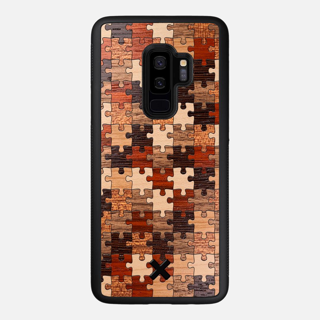 Puzzle Case for the Samsung Galaxy S9 Plus featuring a Wenge, Maple, Cherry, Sapele, Padauk, and Walnut Wood backer with the Keyway X Mark#Phone Model_Galaxy S9 Plus