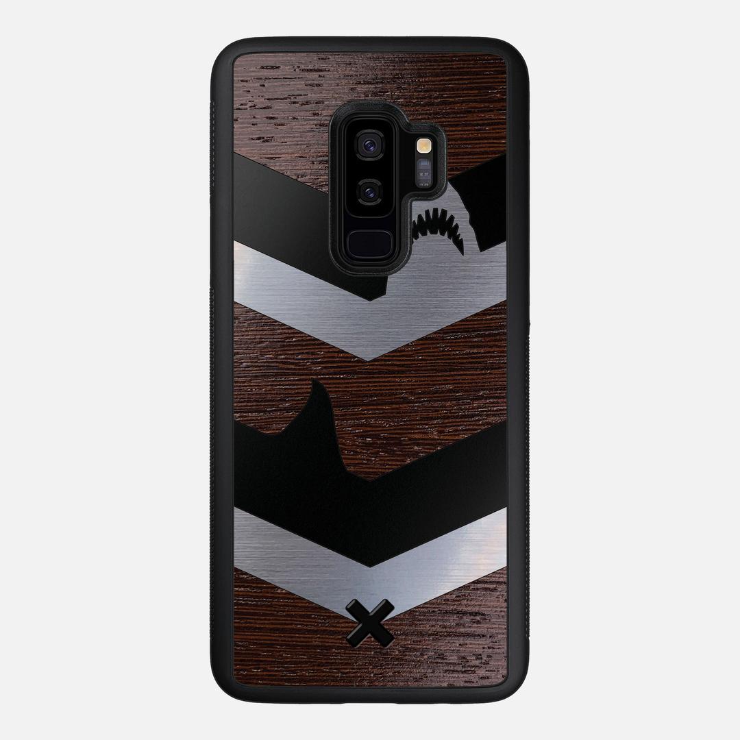 Shark Chevron Case for the Samsung Galaxy S9 Plus featuring an Engraved Silver and Wenge Wood backer with the Keyway X Mark#Phone Model_Galaxy S9 Plus