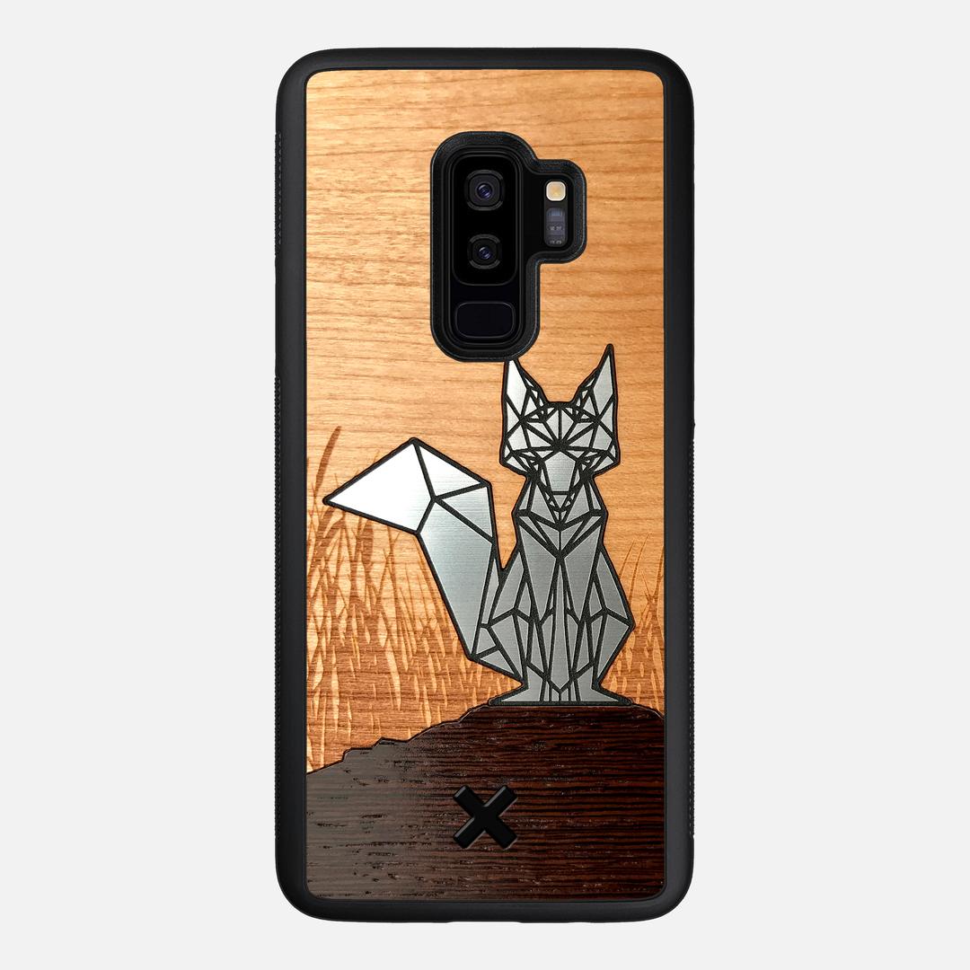 Silver Fox Case for the Samsung Galaxy S9 Plus featuring an Engraved Silver, Cherry, and Wenge Wood backer with the Keyway X Mark#Phone Model_Galaxy S9 Plus